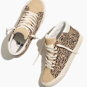 Madewell Sidewalk High-Top Sneakers in Spotted Calf Hair